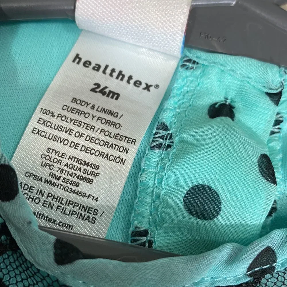 healthtex Baby Infant Girl Teal Polka Dot Dress